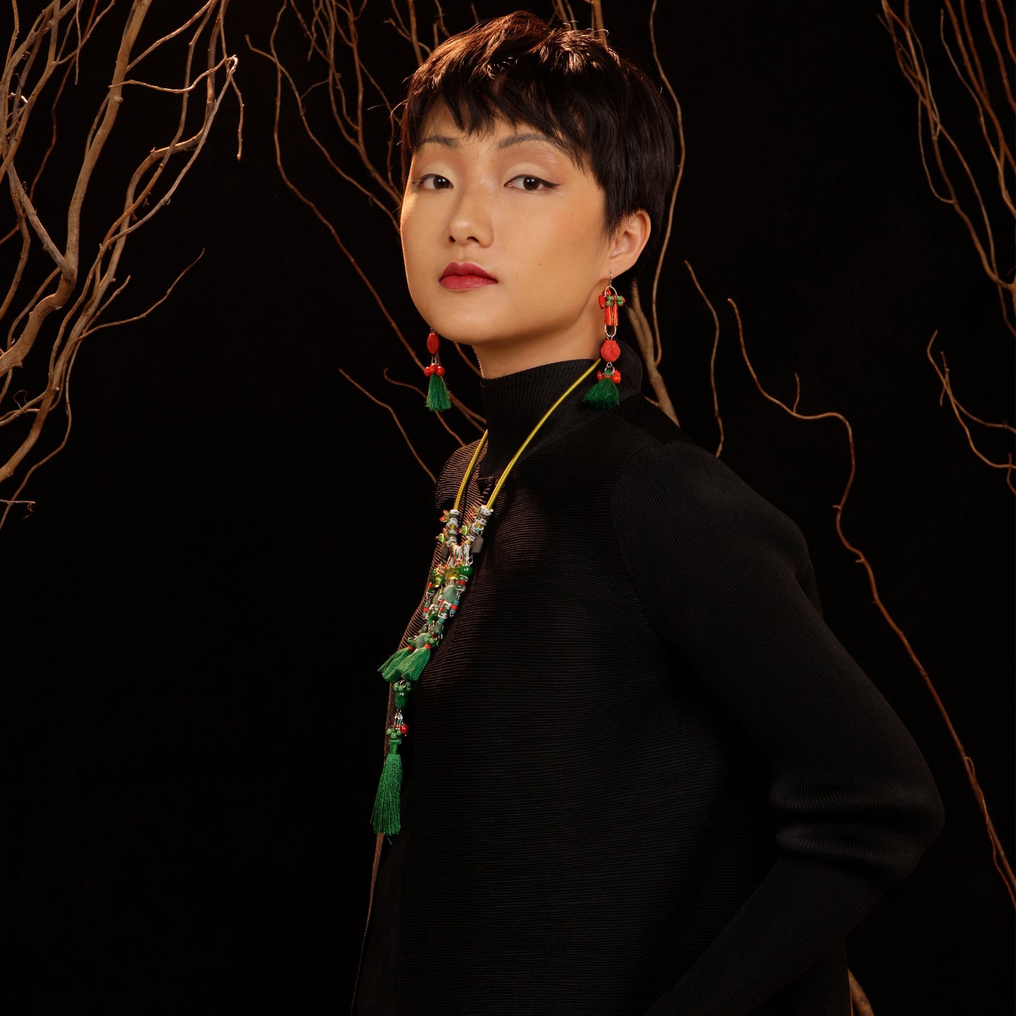 theMay | Po Inu Nagar Collection | Hoa tai thổ cẩm Chăm dệt tay Hoa tai Phun Pan