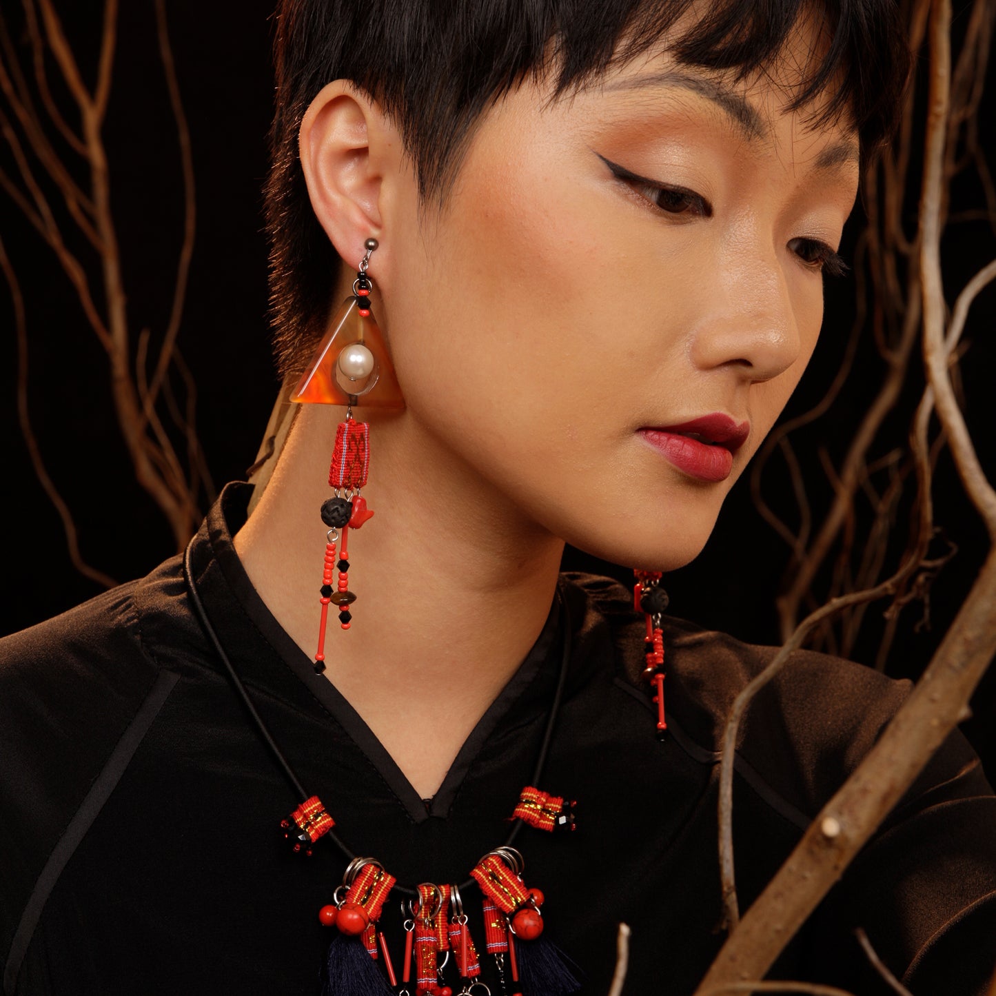 theMay | Po Inu Nagar Collection | Hoa tai thổ cẩm Chăm dệt tay Hoa tai Ngân Nga
