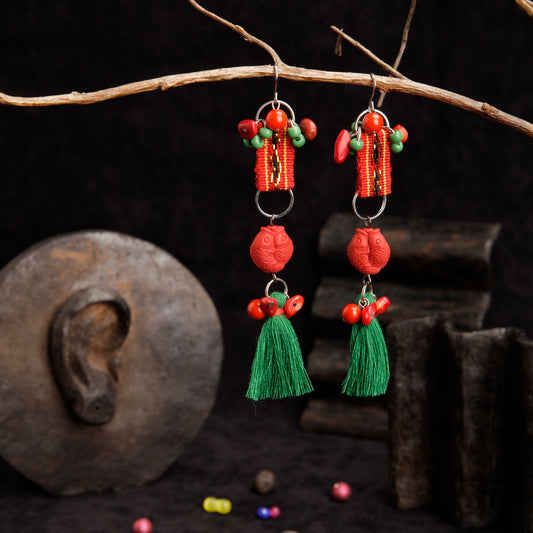 theMay | Po Inu Nagar Collection | Hoa tai thổ cẩm Chăm dệt tay Hoa tai Phun Pan