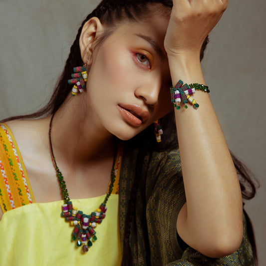 theMay | Sunshine & Moonlight Collection | Bộ phụ kiện thổ cẩm Ba-na dệt tay Lá