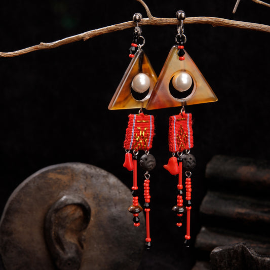 theMay | Po Inu Nagar Collection | Hoa tai thổ cẩm Chăm dệt tay Hoa tai Ngân Nga