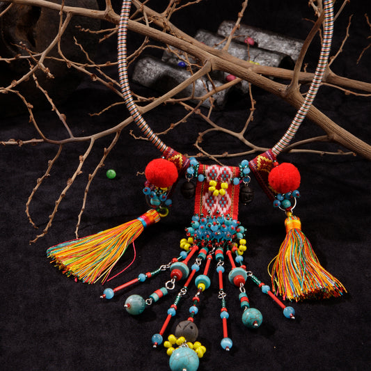 theMay | Po Inu Nagar Collection | Vòng cổ thổ cẩm Chăm dệt tay Vòng cổ Nhuộm Màu