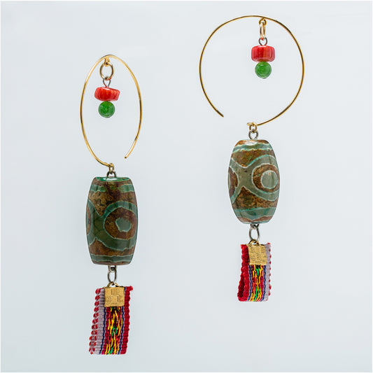 theMay | Root Collection | Hoa tai thổ cẩm Chăm Drum