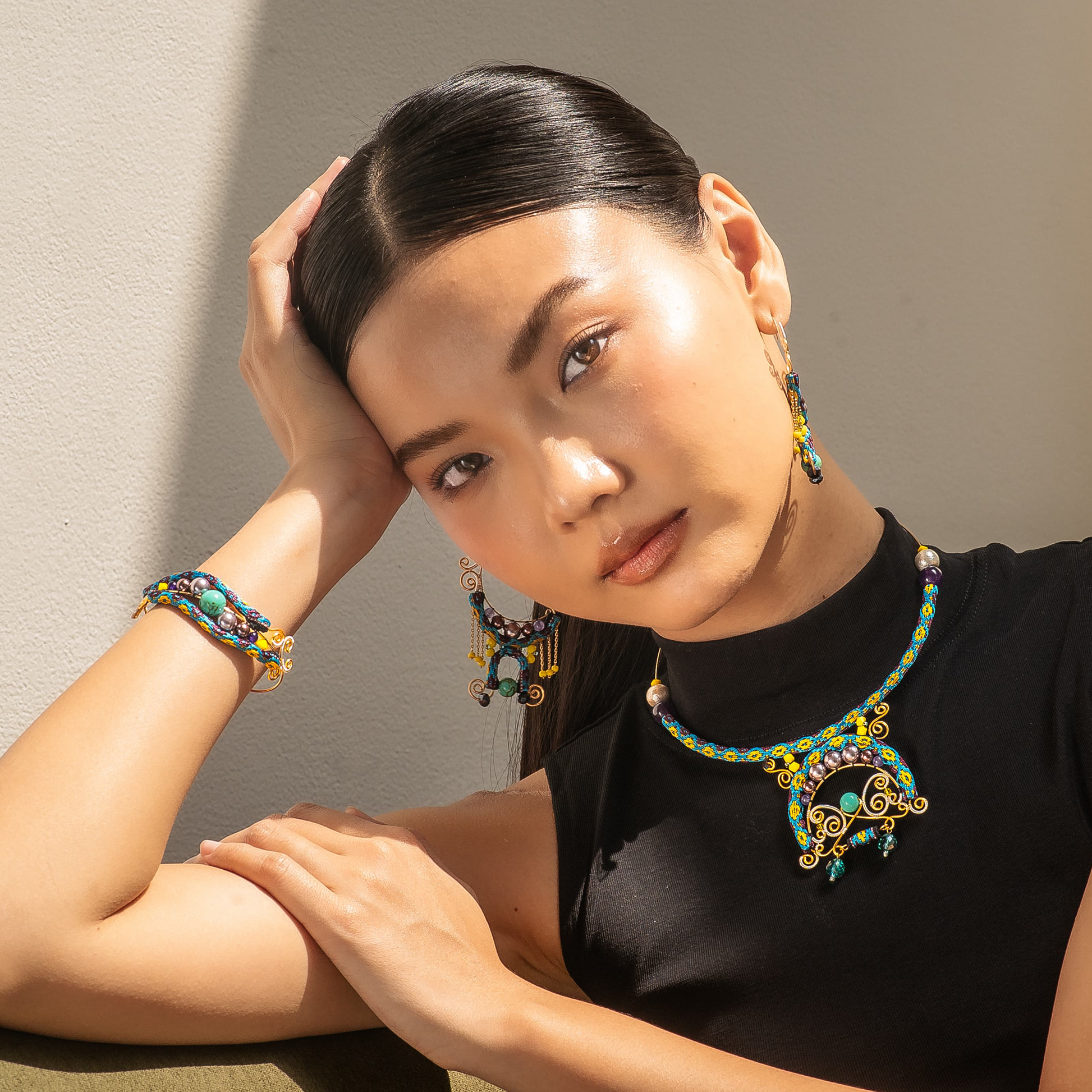 Bộ phụ kiện thổ cẩm Chăm dệt tay Apsara 