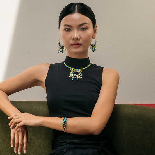 Bộ phụ kiện thổ cẩm Chăm dệt tay Apsara 