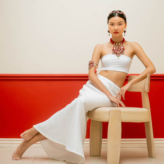 Bộ phụ kiện thổ cẩm Chăm dệt tay Gal - wak 